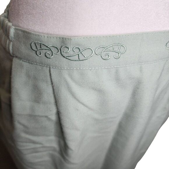 Vintage 80s Pencil Skirt Womens Size 8 Mint Green Embroidered Waist - Picture 3 of 9
